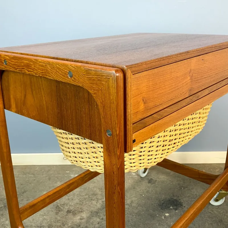 Pamono Rollable Sewing Box in Teak by BR Gelsted Denmark, 1960s> Trunks Crates & Baskets