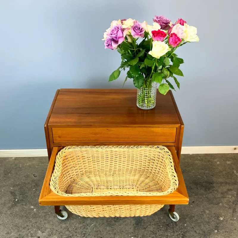 Pamono Rollable Sewing Box in Teak by BR Gelsted Denmark, 1960s> Trunks Crates & Baskets