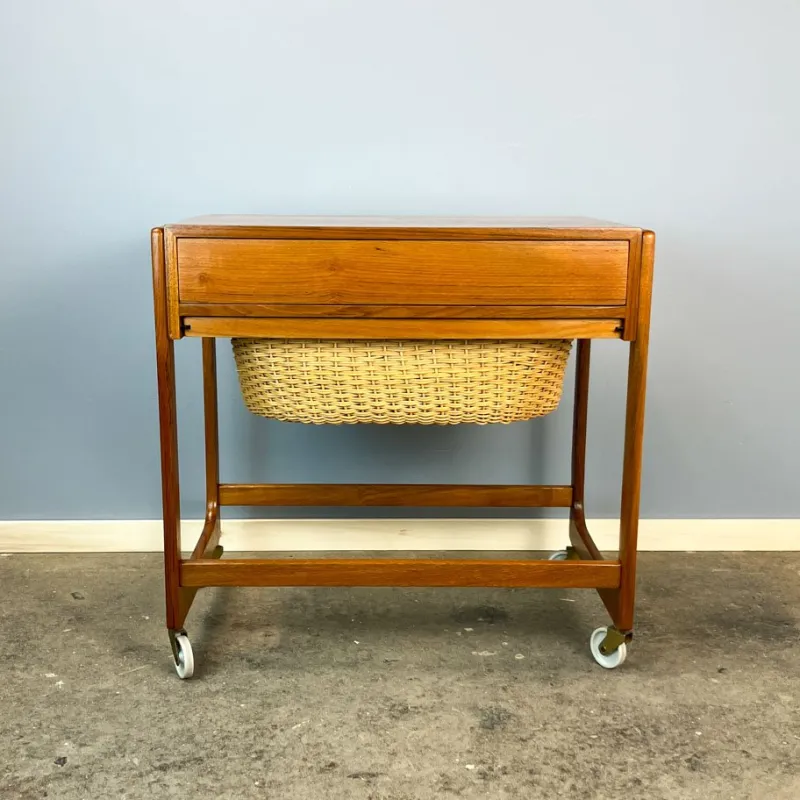Pamono Rollable Sewing Box in Teak by BR Gelsted Denmark, 1960s> Trunks Crates & Baskets
