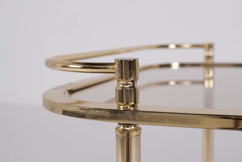 Pamono Rolling Trolley in Brass and Smoked Glass, 1970> Serving Bar Carts & Trolleys