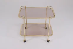 Pamono Rolling Trolley in Brass and Smoked Glass, 1970><noscript><img width=