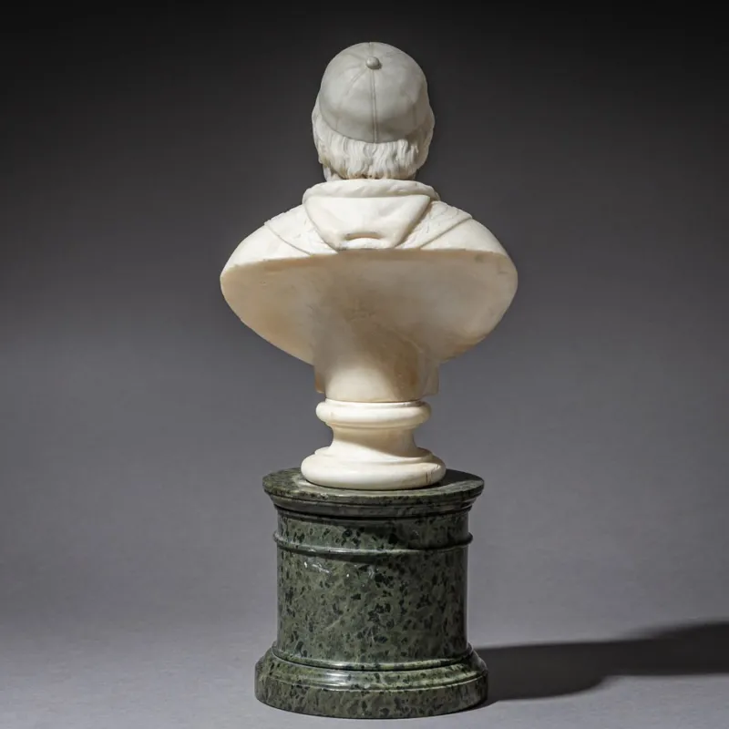 Pamono Roman Artist, Marble Bust of Pope Pius IX, Marble on a Serpentine Base, 1840s> Sculpture
