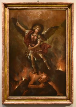 Outlet Pamono Roman Artist, Saint Michael the Archangel, 1700, Oil on Canvas, Framed