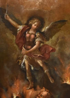 Outlet Pamono Roman Artist, Saint Michael the Archangel, 1700, Oil on Canvas, Framed