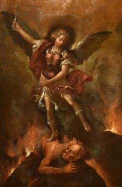 Outlet Pamono Roman Artist, Saint Michael the Archangel, 1700, Oil on Canvas, Framed