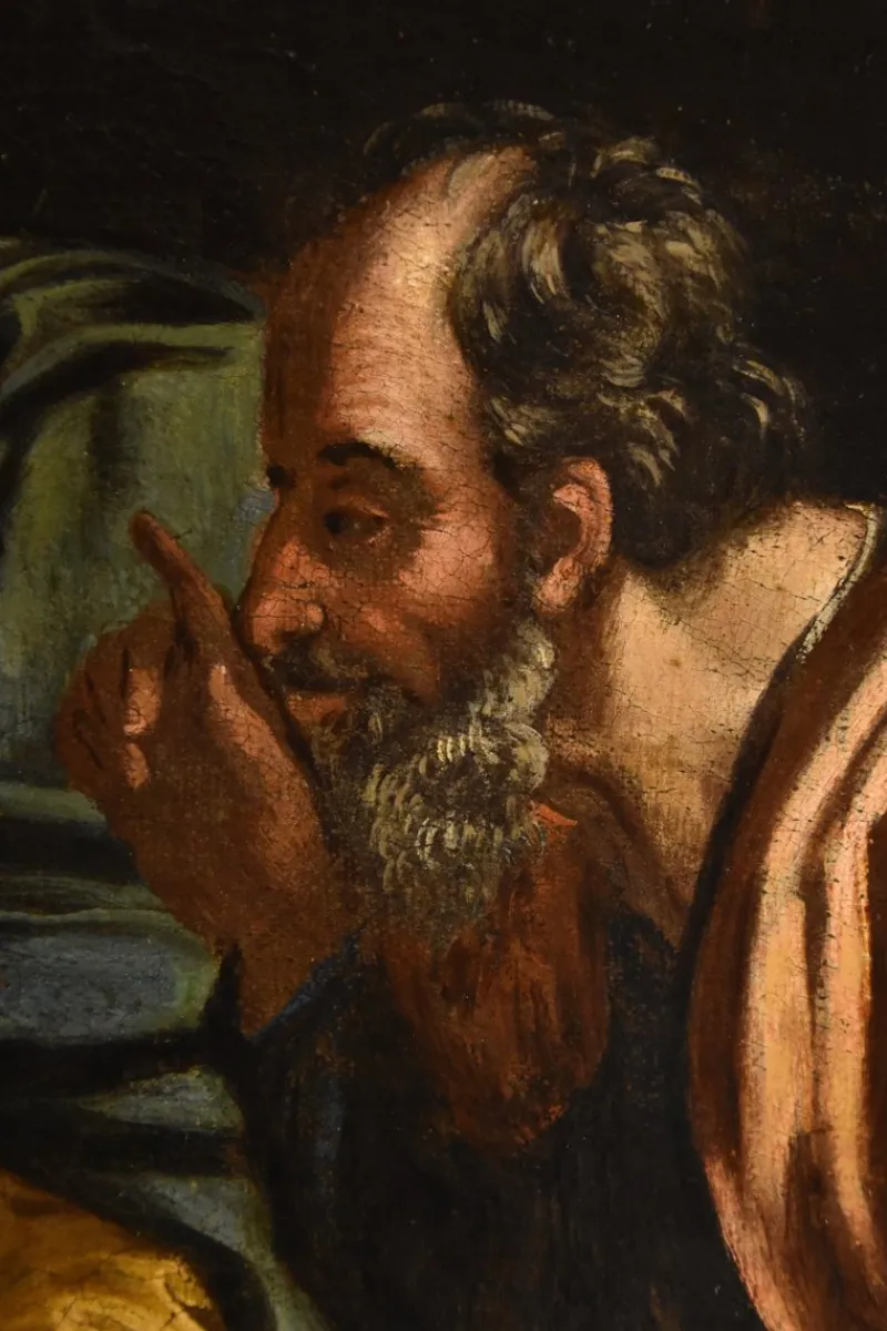 Best Pamono Roman School Artist, Susanna and the Elders, 17th Century, Oil on Canvas, Framed