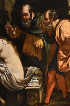 Best Pamono Roman School Artist, Susanna and the Elders, 17th Century, Oil on Canvas, Framed