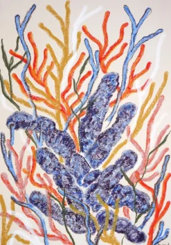 Pamono Romina Milano, Blue Coral Seascape, 2025, Mixed Media on Paper> Work On Paper