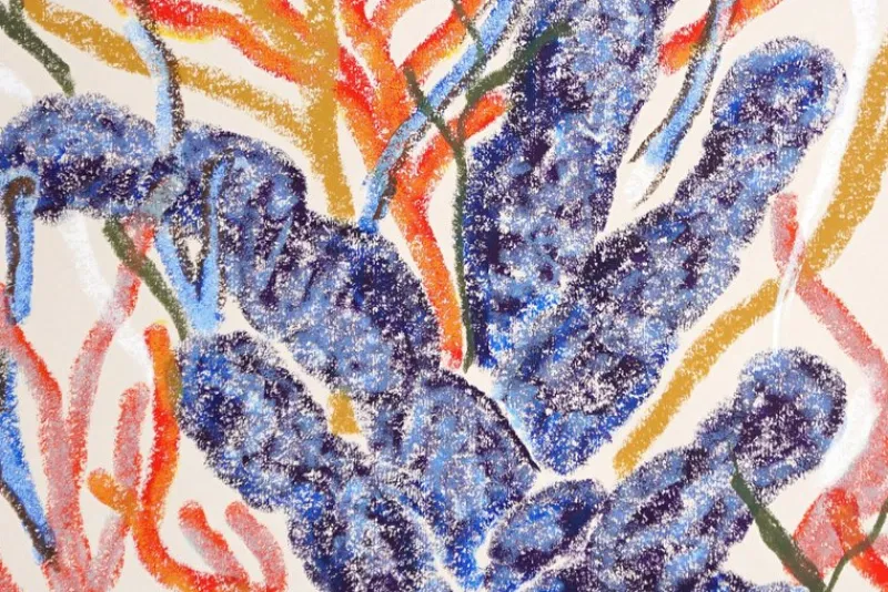 Pamono Romina Milano, Blue Coral Seascape, 2025, Mixed Media on Paper> Work On Paper