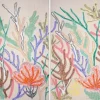 Clearance Pamono Romina Milano, Coral Diptych in Pastel Tones, 2025, Gouache Crayon on Watercolor Paper