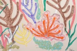 Clearance Pamono Romina Milano, Coral Diptych in Pastel Tones, 2025, Gouache Crayon on Watercolor Paper
