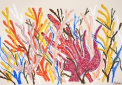 Hot Pamono Romina Milano, Fire Corals, Biomorphic Seascape, 2025, Mixed Media on Paper