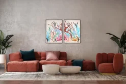 Discount Pamono Romina Milano, Pastel Coral Reef in Pink Diptych, 2025, Gouache on Paper