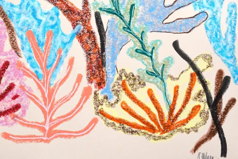 Discount Pamono Romina Milano, Pastel Coral Reef in Pink Diptych, 2025, Gouache on Paper