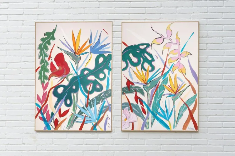 Pamono Romina Milano, Tropical Abundance Diptych, 2025, Mixed Media on Paper> Work On Paper