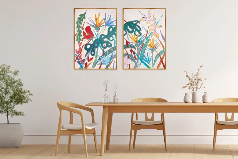 Pamono Romina Milano, Tropical Abundance Diptych, 2025, Mixed Media on Paper> Work On Paper