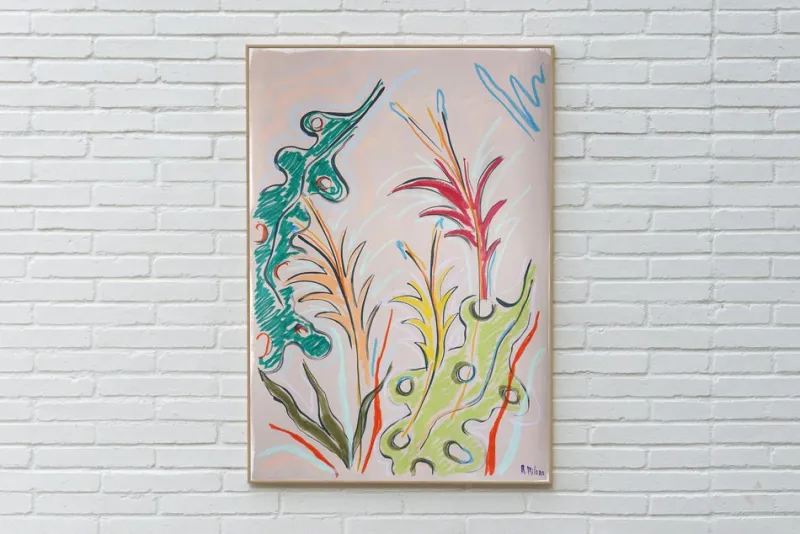 New Pamono Romina Milano, Vivid Lush Leaves, 2025, Mixed Media on Paper