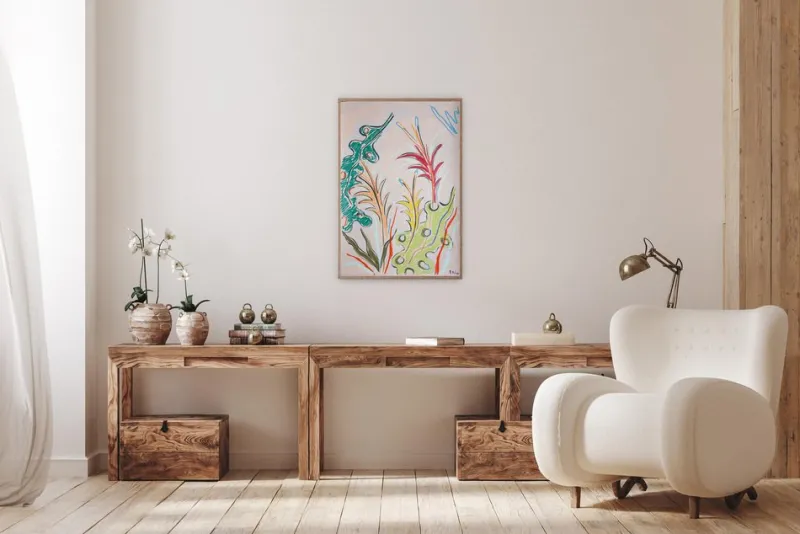 New Pamono Romina Milano, Vivid Lush Leaves, 2025, Mixed Media on Paper