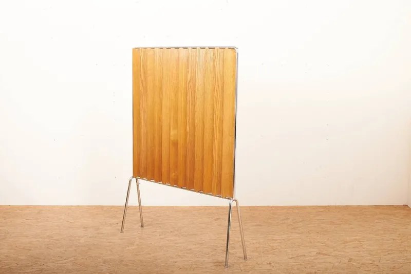 Clearance Pamono Room Divider in Chrome-Plated Tubular Steel Frame with Plate Ends & Ash Panels