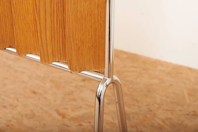 Clearance Pamono Room Divider in Chrome-Plated Tubular Steel Frame with Plate Ends & Ash Panels
