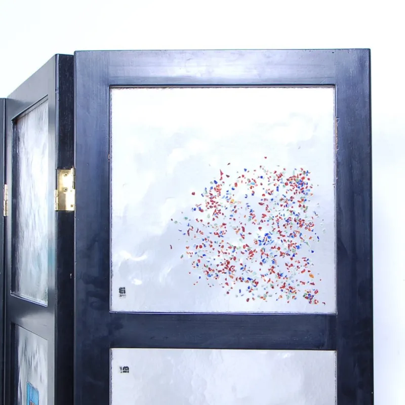 Pamono Room Divider with 12 Murano Glass Tiles, 1990s> Room Dividers & Screens