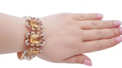 Pamono Rose and White Gold Bracelet with Topaz, Garnet and Diamond><noscript><img width=