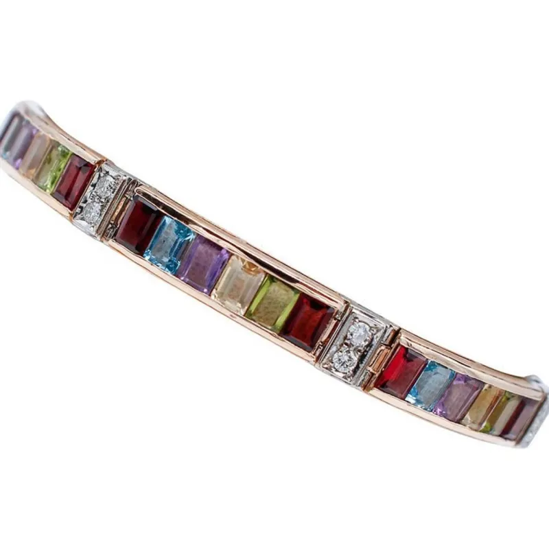 Outlet Pamono Rose and White Gold Bracelet with Garnets and Peridots