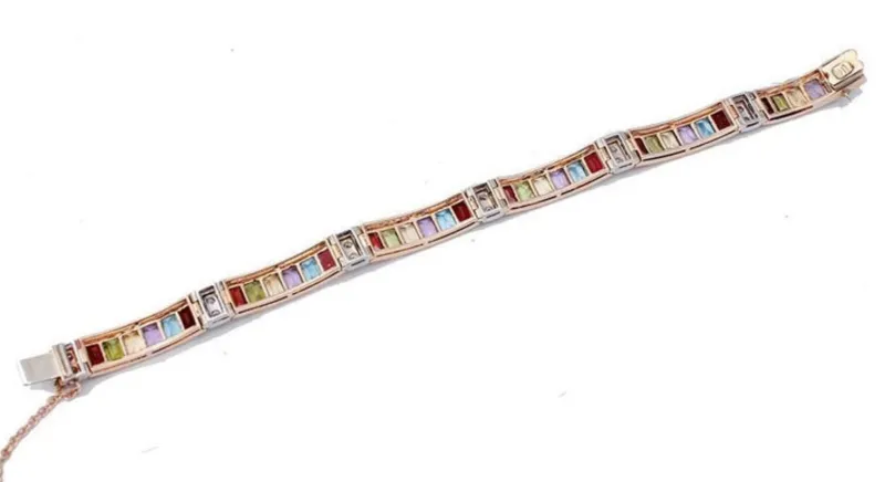 Outlet Pamono Rose and White Gold Bracelet with Garnets and Peridots