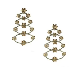 Pamono Rose and White Gold Floral Earrings with Diamonds and Sapphires, Set of 2> Earrings