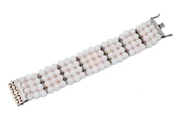 Pamono Rose Gold and Silver Beaded Bracelet with Coral and Diamonds><noscript><img width=