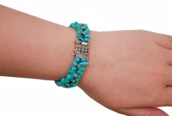 Online Pamono Rose Gold and Silver Bracelet with Diamonds and Turquoise