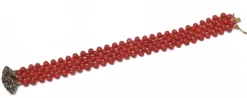 Pamono Rose Gold and Silver Bracelet with Coral, Sapphires and Diamonds> Bracelets