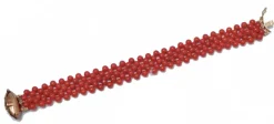 Pamono Rose Gold and Silver Bracelet with Coral, Sapphires and Diamonds><noscript><img width=