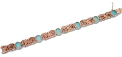 Clearance Pamono Rose Gold and Silver Bracelet with Turquoise and Aquamarine
