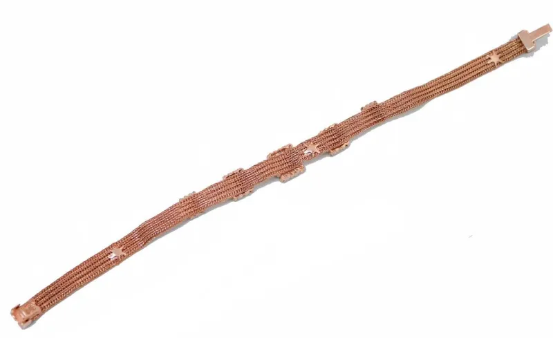 New Pamono Rose Gold and Silver Bracelet with Emeralds and Diamonds