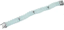 Pamono Rose Gold and Silver Bracelet with Aquamarine and Diamonds
