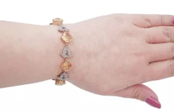 Pamono Rose Gold and Silver Bracelet with Diamonds and Yellow Topaz><noscript><img width=