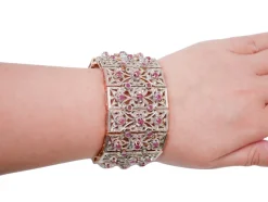 Hot Pamono Rose Gold and Silver Bracelet with Rubies and Diamonds