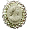 Pamono Rose Gold and Silver Brooch or Pendant Necklace Lava Stone, Peridots, Topazs and Diamonds> Brooches
