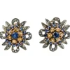 Pamono Rose Gold and Silver Earrings with Yellow and Blue Sapphires and Diamonds, Set of 2> Earrings