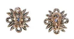 Pamono Rose Gold and Silver Earrings with Yellow and Blue Sapphires and Diamonds, Set of 2><noscript><img width=