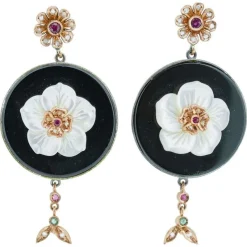 Pamono Rose Gold and Silver Earrings with Diamonds, Set of 2> Earrings