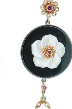 Pamono Rose Gold and Silver Earrings with Diamonds, Set of 2> Earrings