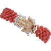 Pamono Rose Gold and Silver Frog Bracelet with Coral and Diamonds> Bracelets
