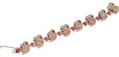 Pamono Rose Gold and Silver Squirrel Bracelet with Coral and Diamonds> Bracelets