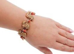 Pamono Rose Gold and Silver Squirrel Bracelet with Coral and Diamonds><noscript><img width=