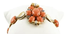 Sale Pamono Rose Gold Bracelet with Corals and Diamonds