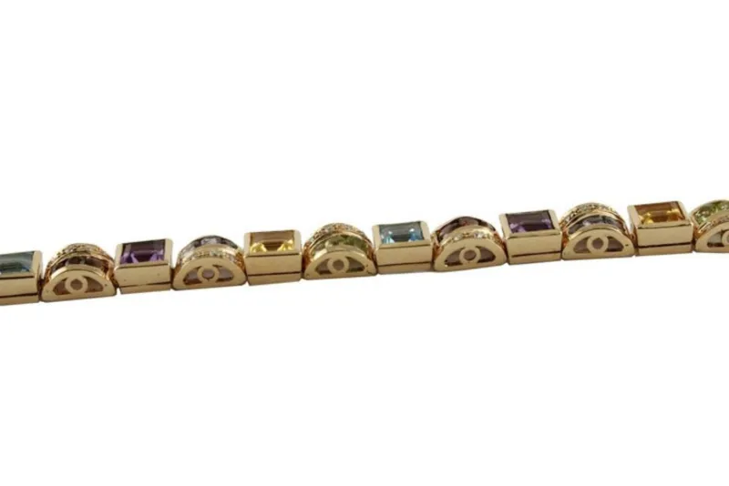 Hot Pamono Rose Gold Bracelet with Yellow and Blue Topaz