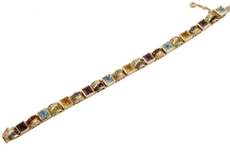 Hot Pamono Rose Gold Bracelet with Yellow and Blue Topaz