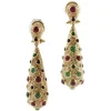 Hot Pamono Rose Gold Cocktail Earrings with Rubies, Emeralds, Sapphires and Diamonds, Set of 2
